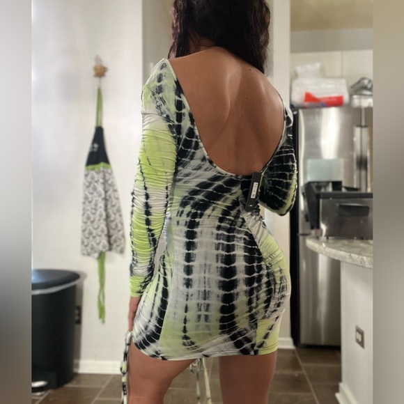 Green Watch Me Ruche Tye Die Mini Dress by Fashion Nova - Picture 14 of 15
